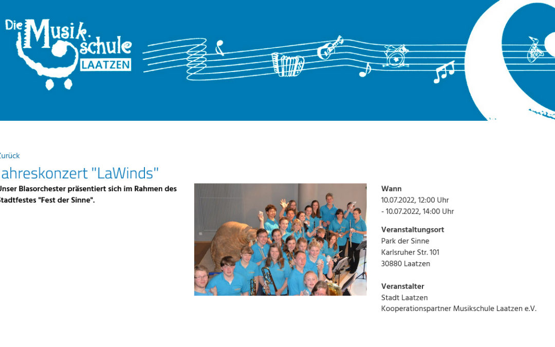 Musikschulorchester „LaWinds“ im Park der Sinne Laatzen
